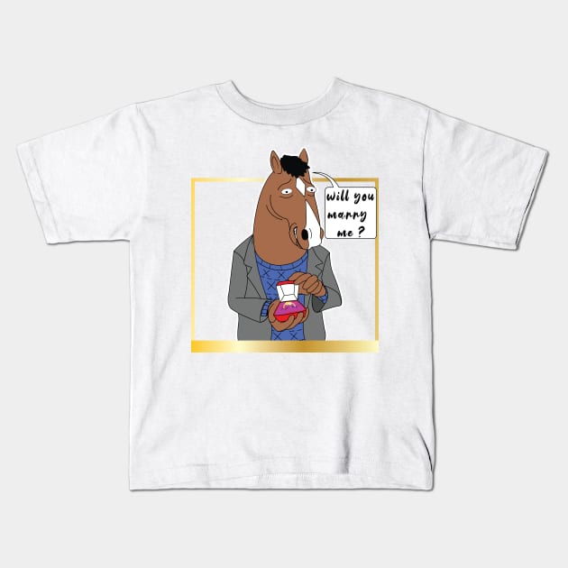 Bojack Horseman Marriage Proposal Kids T-Shirt by ArticArtac